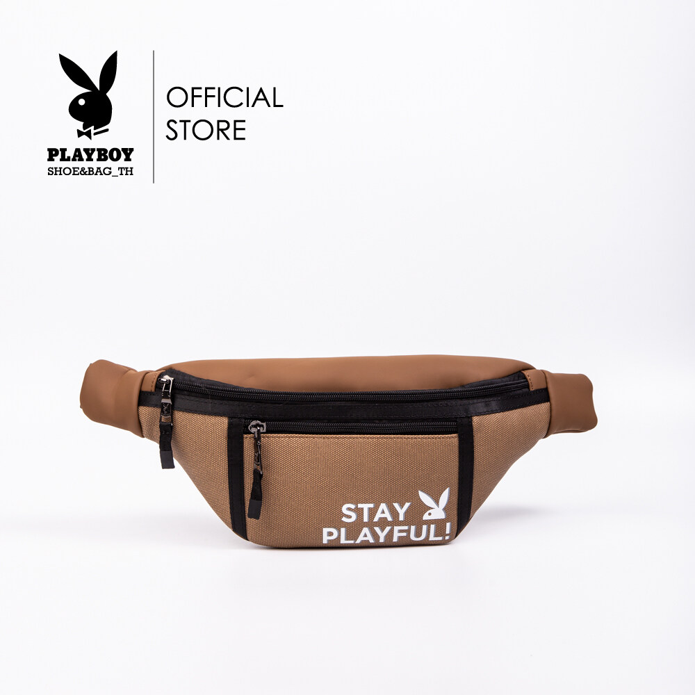 Playboy men's waist bag genuine genuine genuine leather waist bag ST-BS233PBM004-CR waist bag White-cream ราคา 837 บาท*ส่งฟรี