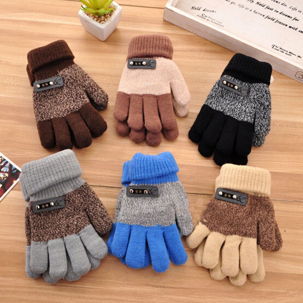 HMNO4ใหม่อุ่นแฟชั่นอบอุ่นฤดูหนาวหนาถุงมือเต็มนิ้ว Mittens Finger Protector ถุงมือถัก