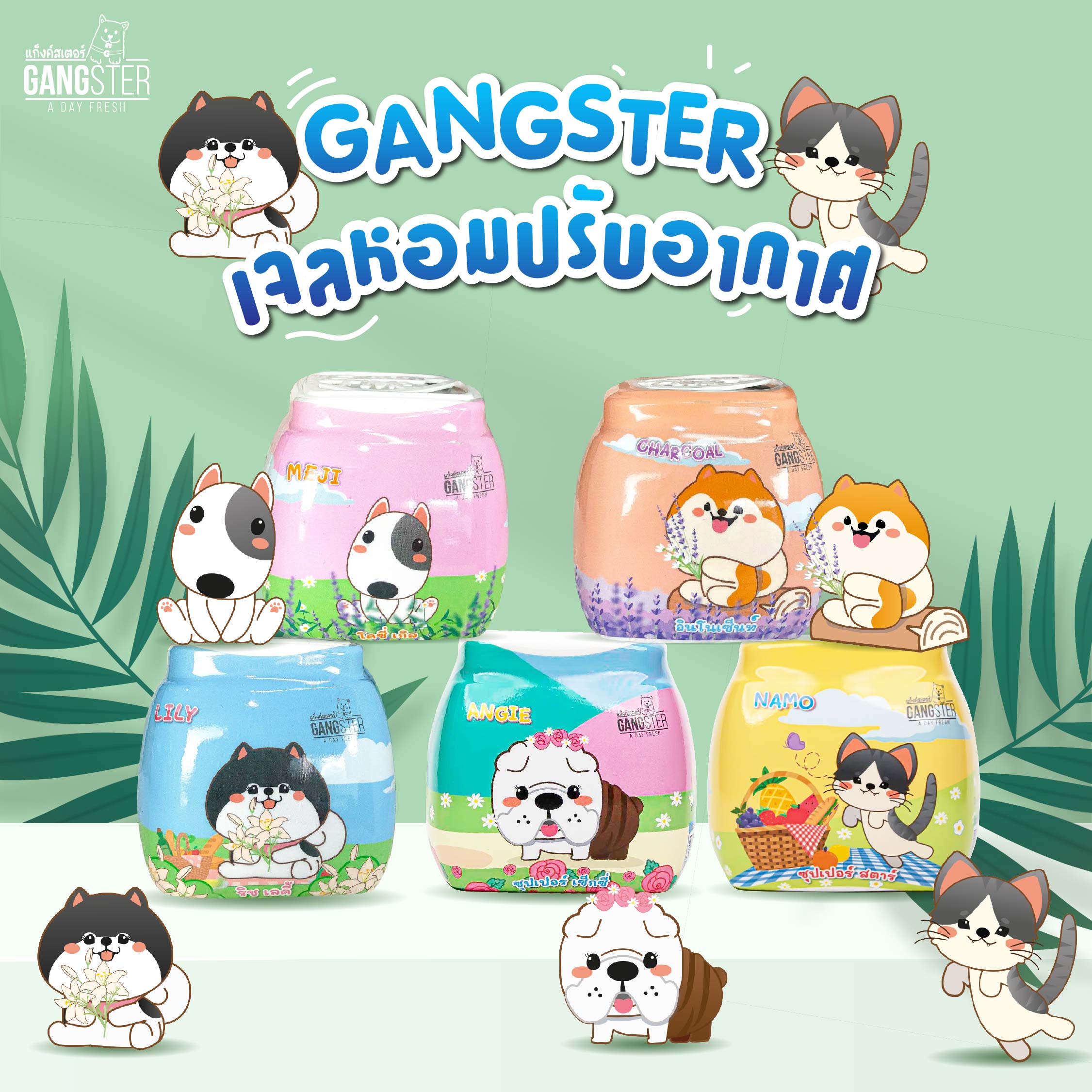 Gangster แก็งค์สเตอร์ เจลหอมปรับอากาศ มี 5 กลิ่น ปริมาณ 155 กรัม ราคา 49 บาท*ส่งฟรี