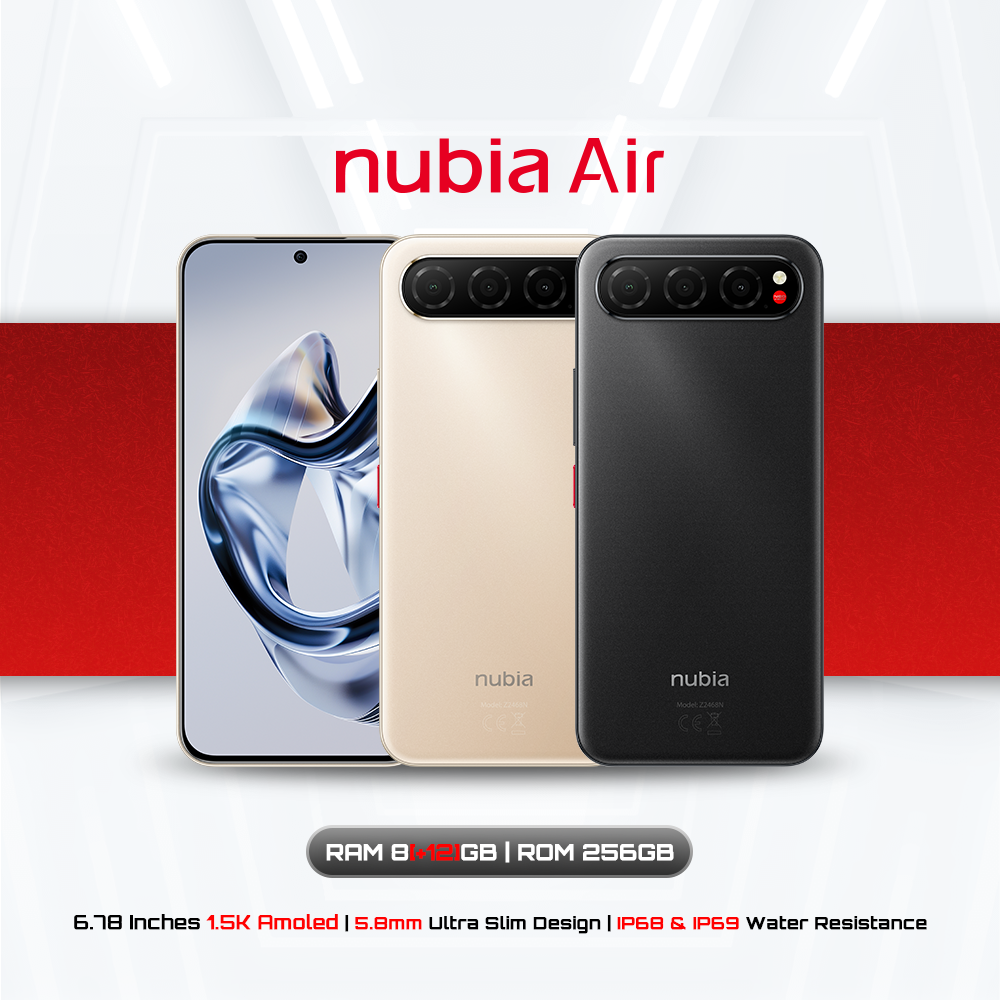 New! Nubia Air 5g (8+256Gb) Adds up to 20Gb of Ram - 6.78-Inch Amoled Screen L Waterproof and Dustproof Ip68 & Ip69 L Thin 5.9mm. L Battery 5000Mah ราคา 6,899 บาท*ส่งฟรี