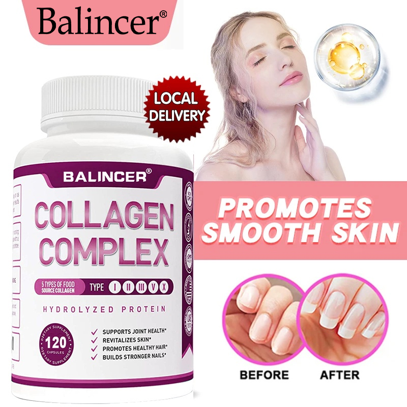 Balincer Collagen Complex Supplement, 5 hydrolyzed collagen peptides to nourish hair, skin and nails, bones and joints ราคา 151 บาท*ส่งฟรี