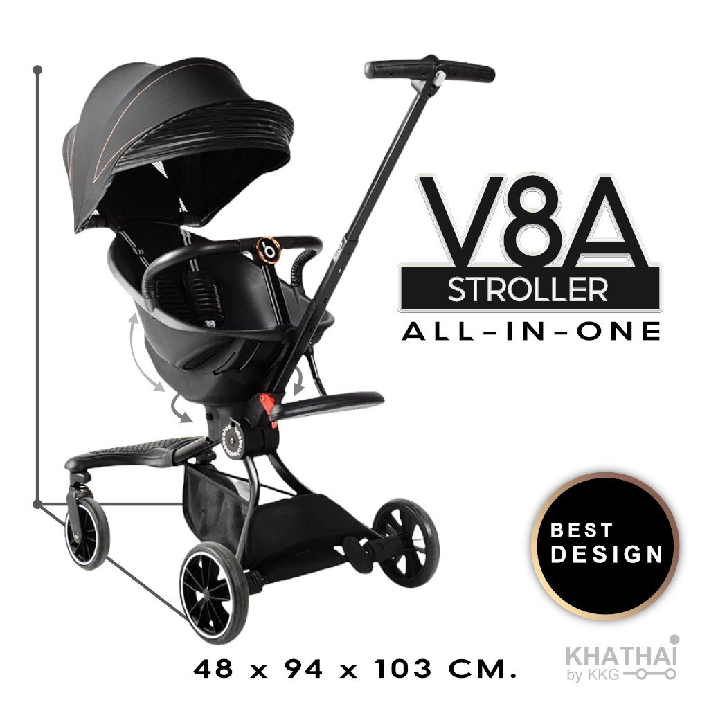Portable, Foldable Baby Stroller, V8 Baby Stroller, Can Recline and Can Be Pushed in 2 Directions, Baobaohao ราคา 2,690 บาท*ส่งฟรี