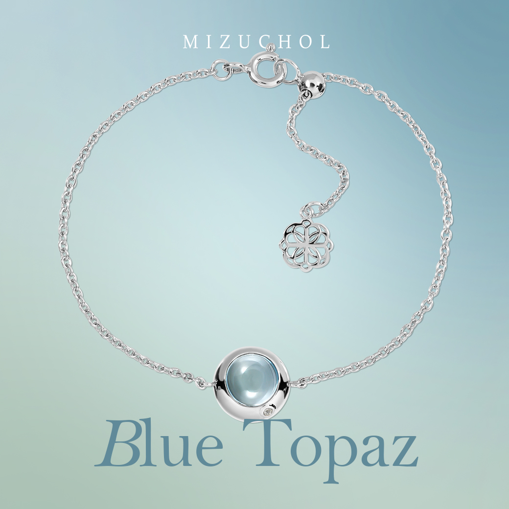 Mizuchol - กำไลเงินแท้ชุบทองคำขาว Raindrop Bracelet ประดับ Blue Topaz ราคา 2,990 บาท*ส่งฟรี