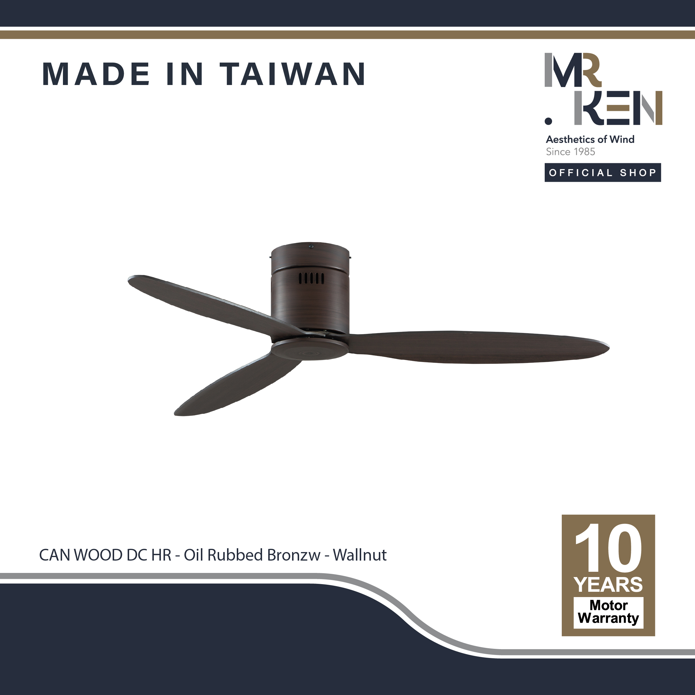พัดลมเพดาน MR KEN รุ่น CAN Wood HR DC Motor พัดลมเพดาน ขนาด 52" พร้อมรีโมทคอนโทรล ราคา 7,230 บาท*ส่งฟรี