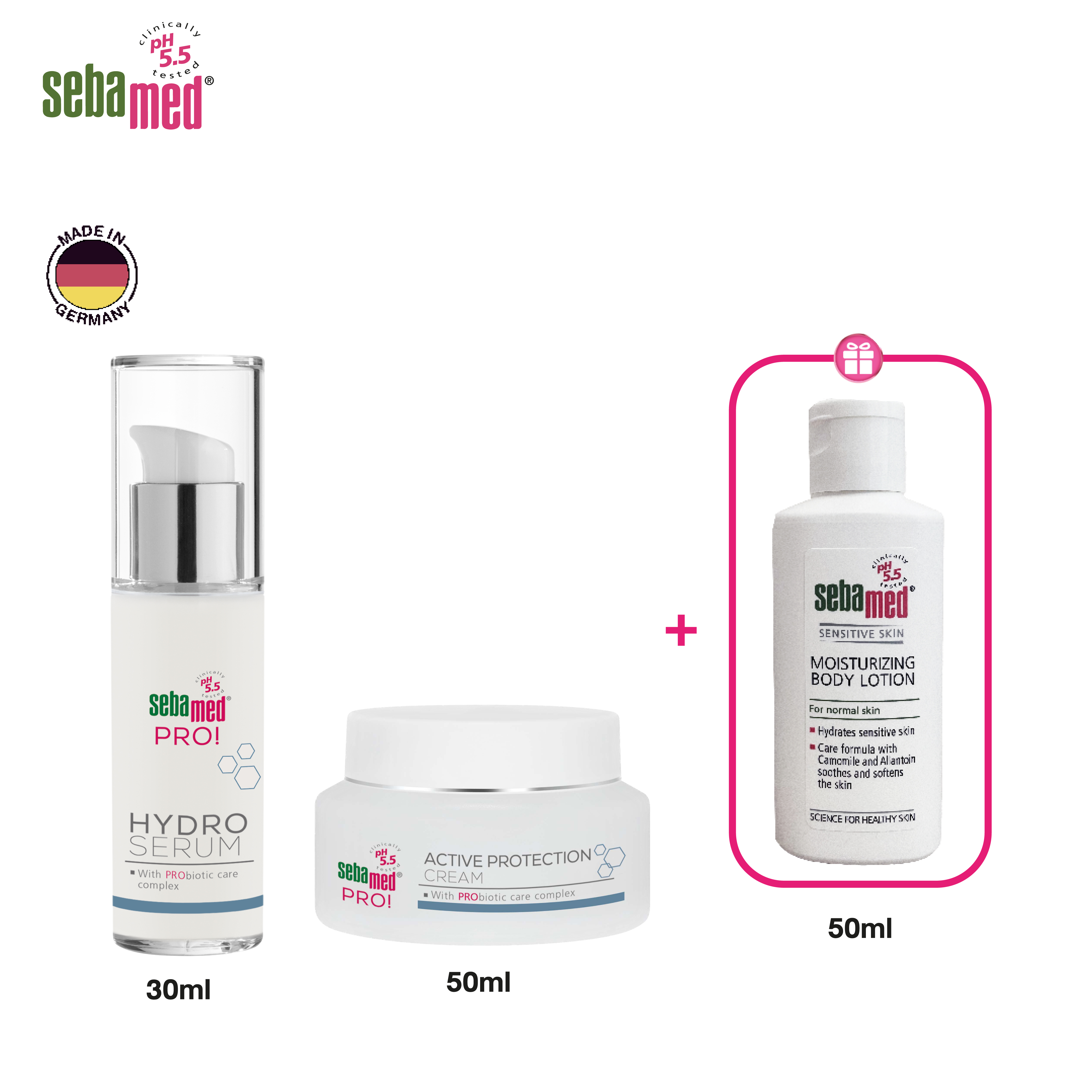 [ราคาพิเศษ 25-31 ส.ค. 67] เซ็ตพิเศษ: SEBAMED PRO! ACTIVE PROTECTION CREAM 50ML & PRO! HYDRO SERUM 30ML ฟรี! MOISTURIZING BODY LOTION 50ML ราคา 1,999 บาท*ส่งฟรี