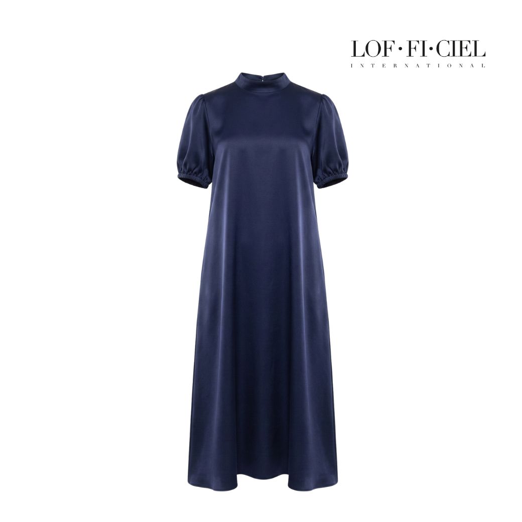 Lof-Fi-Ciel Maxi Dress Silk Satin Short Sleeve Navy, Long Dress, Silk Satin, Short Sleeves, Navy Blue, F9Ybnv ราคา 3,500 บาท*ส่งฟรี