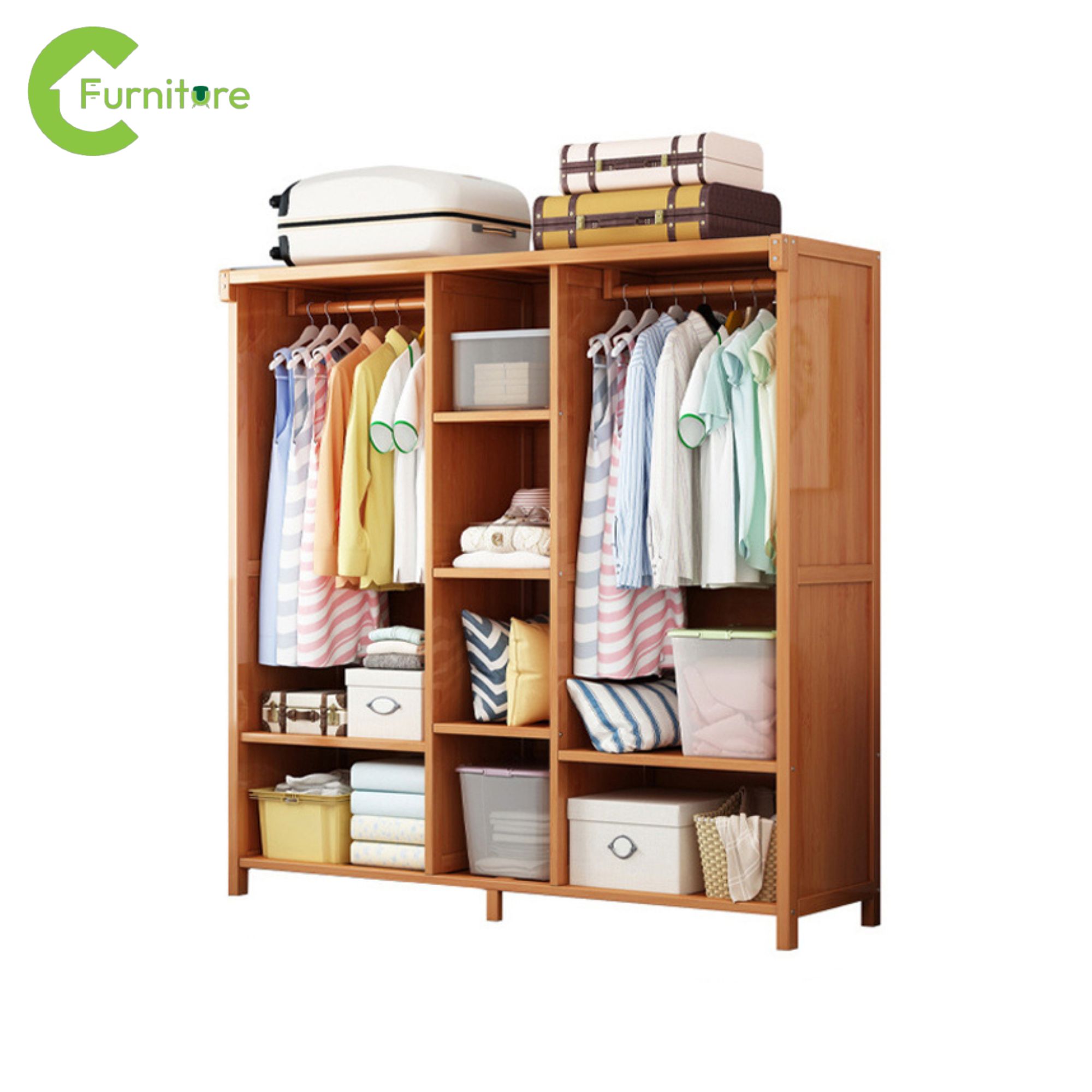 ตู้ใส่เสื้อผ้า ตู้ไม้ใส่เสื้อผ้า ตู้เสื้อผ้าราวแขวน ที่แขวนเสื้อผ้า ตู้แขวนเสื้อผ้า ตู้เสื้อผ้า ตู้แขวนผ้า ตู้เสื้อผ้าไม้ Homec TH ราคา 1,499 บาท*ส่งฟรี