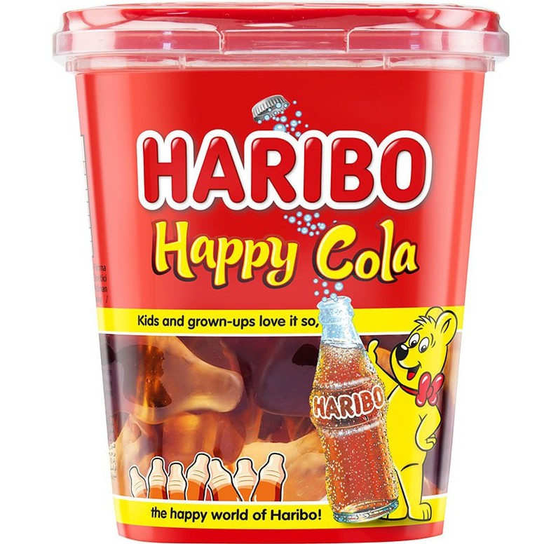 มุมมองเพิ่มเติมของสินค้า Haribo Happy Cola (กล่องแดง) เยลลี่รสโคล่า Haribo Goldbears Happy Cola กัมมี่ เจลลี่ ฮาริโบ้ ขนาด 175 กรัม Trolli Jelly เยลลี่ผลไม้รูปหมีนำเข้า