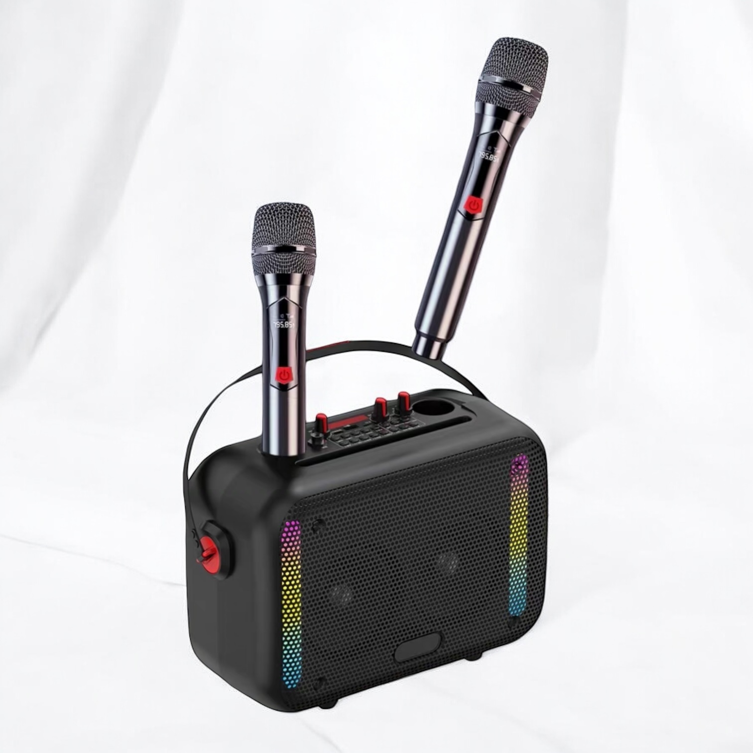 High quality extra large wireless Bluetooth speaker with karaoke dual microphone, support Bluetooth connection, USB, TF card, aux Link TV