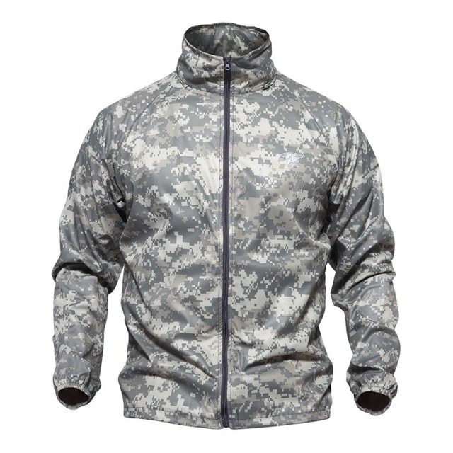 ZZOOI Men Army Navy Seal Lightweight Camouflage Jacket Military Tactical Waterproof Thin Hood Raincoat Windbreaker Skin Jackets