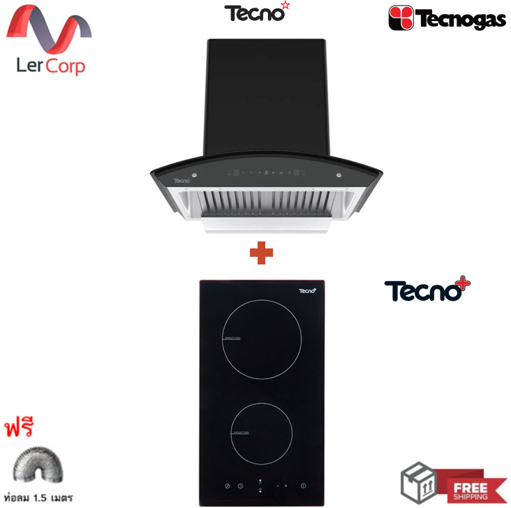 (Tecno) เครื่องดูดควันแบบกระโจม 60 ซม. TNS HD 60 MA/B + เตาแม่เหล็กไฟฟ้า 2 หัวเตา รุ่น TNP ID 2030 DG ราคา 18,900 บาท*ส่งฟรี