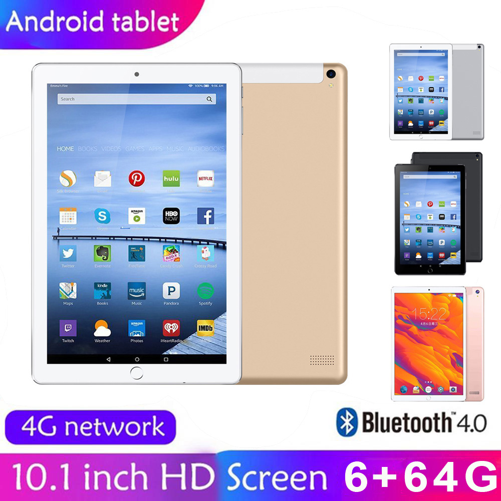 Tablet PC แท็บเล็ตพีซีขนาด 10.1 นิ้ว 6 + 64 GB แท็บเล็ตโทรศัพท์ Dual SIM 3G WIFI Andriod 9.0 10 Core ROM แท็บเล็ตโทรศัพท์ GPS สำหรับเด็ก