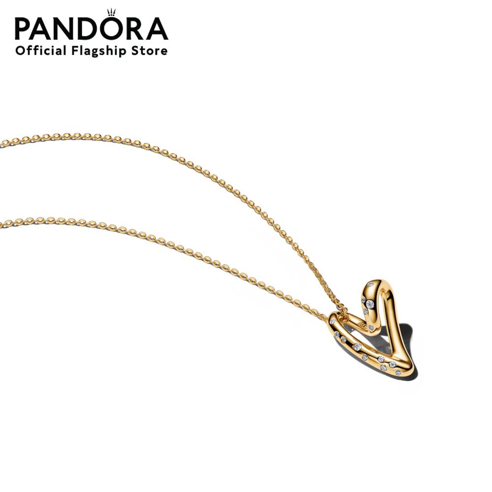 Pandora Organically Shaped Stone-Set Heart Pendant Necklace ราคา 9,300 บาท*ส่งฟรี