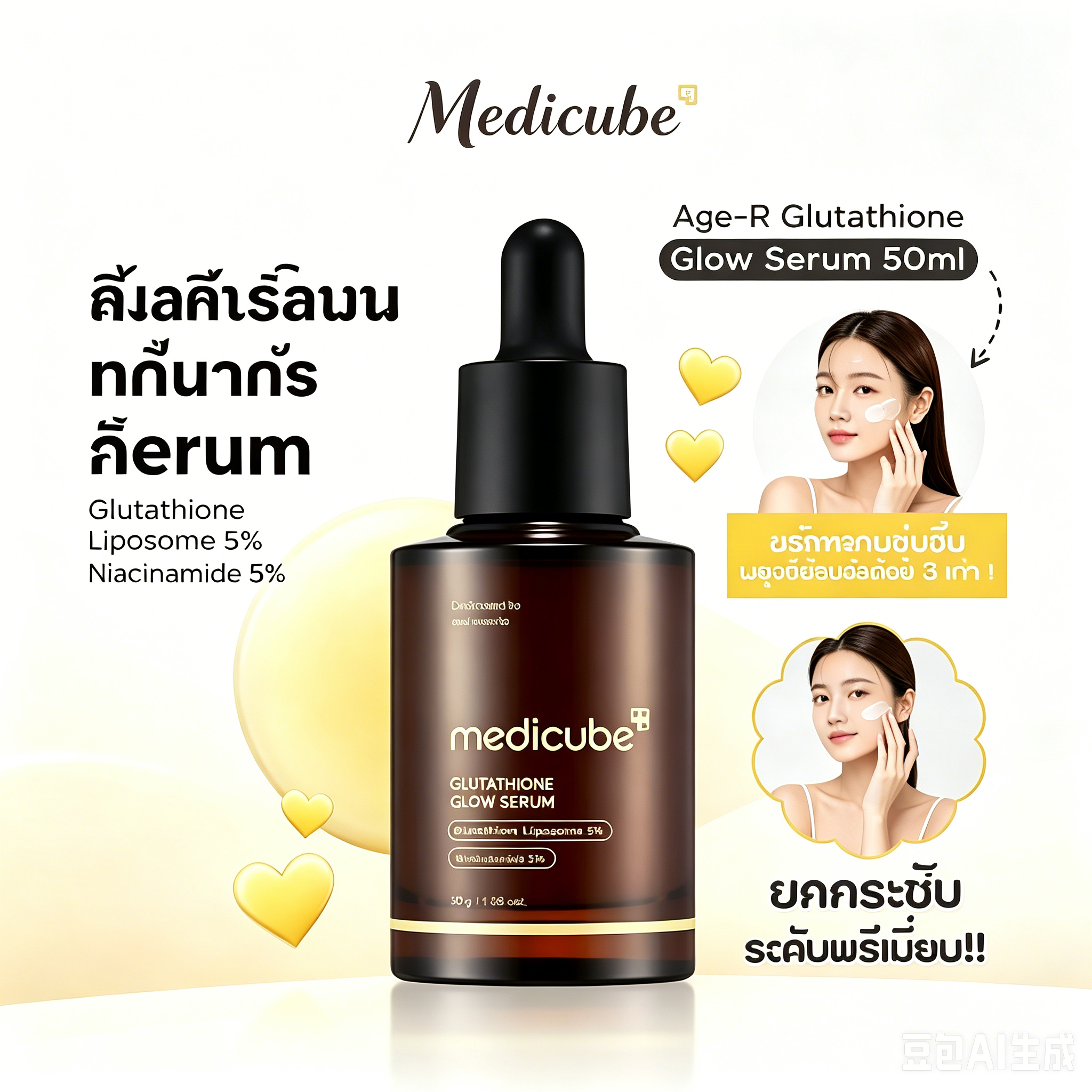Medicube Glutathione Glow Serum 30ml Adjusts Skin Tone to Make It Smooth. Retains Moisture for a Long Time. ราคา 188 บาท*ส่งฟรี
