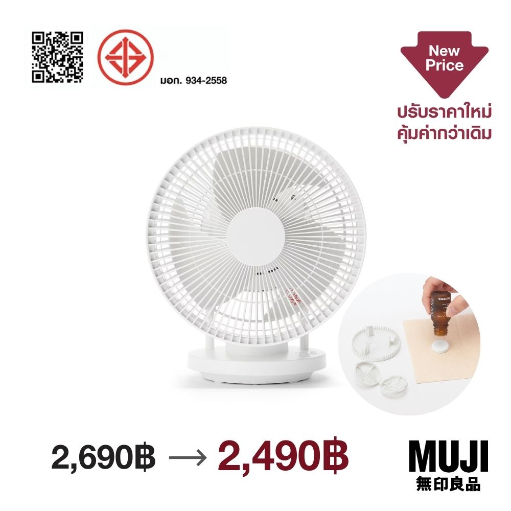 มูจิ พัดลมหมุนเวียนอากาศ ใช้ร่วมกับน้ำมันหอมระเหยได้ - MUJI Oscillating Circulator Fan L (Applicable with Essential Oil) Model: MJ-CIS18US ราคา 2,490 บาท*ส่งฟรี
