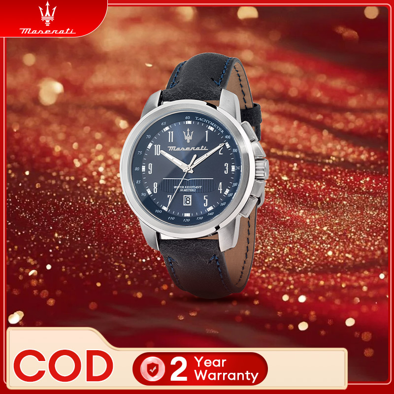【2 Years Warranty】 Maserati Successo 44mm Blue Sunray Dial Men's Quartz Wristwatch R8851121003 with Luminous Dial Hands ราคา 3,688 บาท*ส่งฟรี