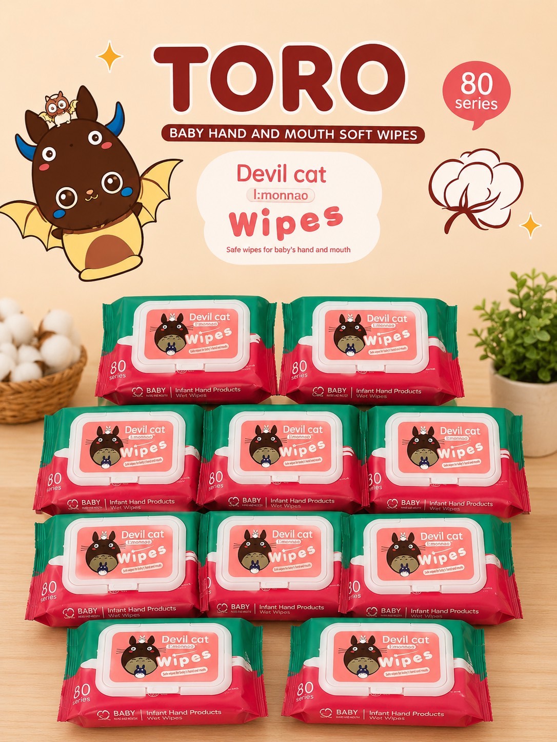 ทิชชู่เปียก Baby Wipes 10ห่อ ทิชชู่เปียกทำความสะอาด กระดาษทิชชู่เปียก ขนาดห่อพกพา