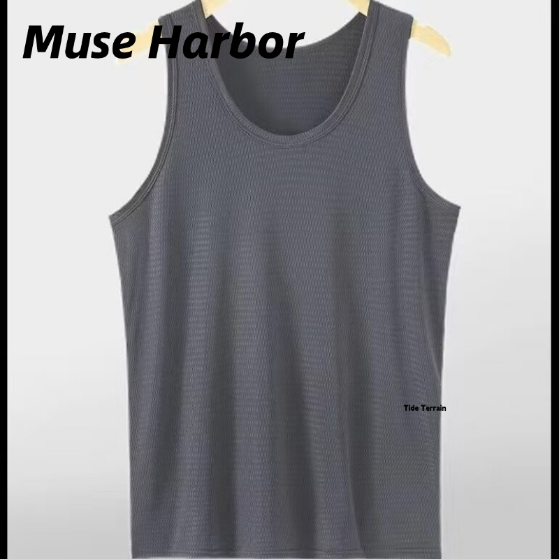 Muse Harbor ฤดูร้อนด้ายอเมริกันน้ำหนักเบากีฬาฟิตเนสผู้ชายวิ่งเทรนนิ่งยืดบางซับเหงื่อระบายอากาศเสื้อกั๊กขายส่ง ราคา 35 บาท*ส่งฟรี