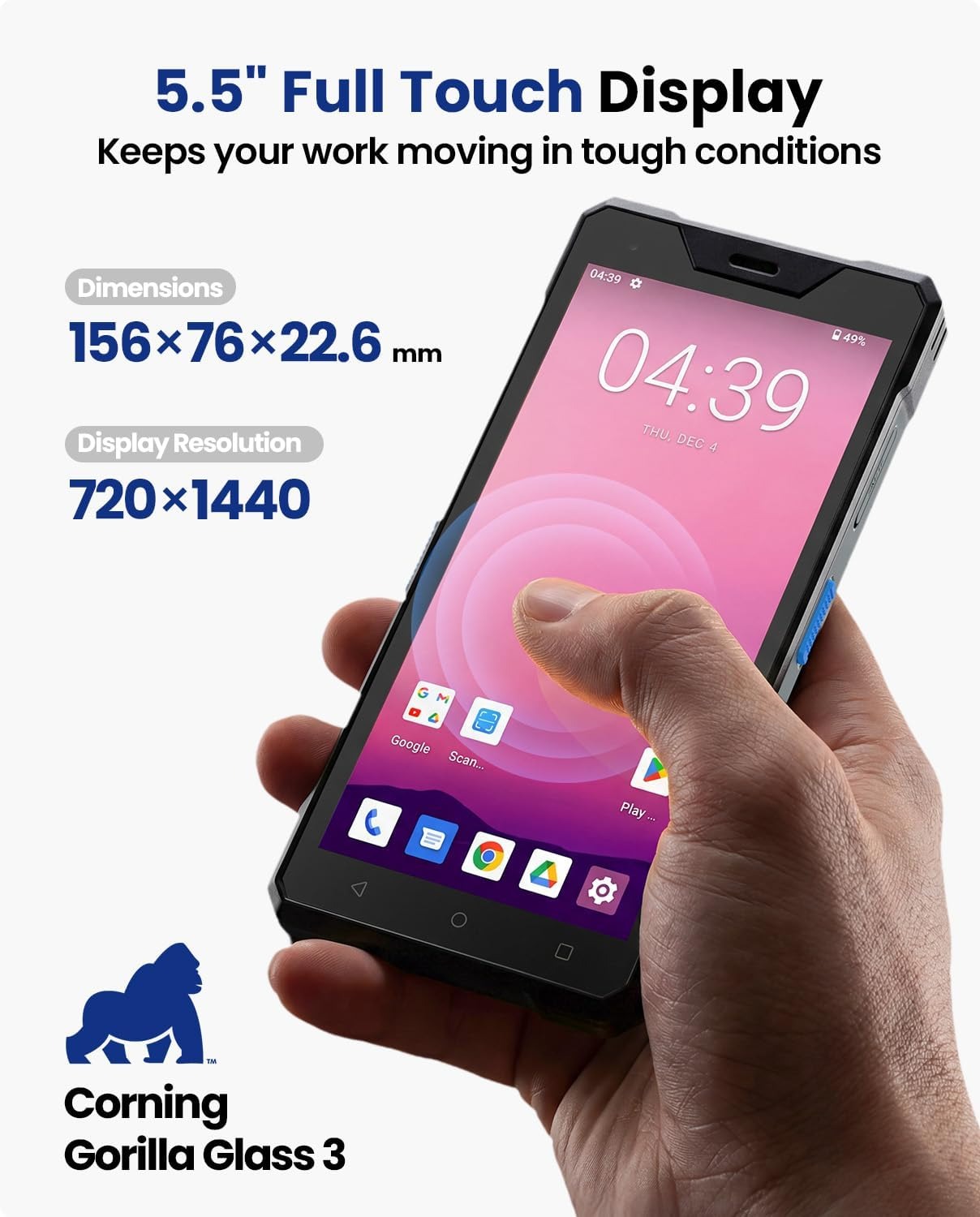 Eyoyo Wireless Android Barcode Scanner: Handheld 1D/2D/QR Code Scanner Mobile Computer, 5.5" Full Touchscreen, IP66 Rugged Android 12 PDA Warehouse Inventory Terminal with WiFi 5G, Bluetooth, GPS, NFC ราคา 6,964 บาท*ส่งฟรี