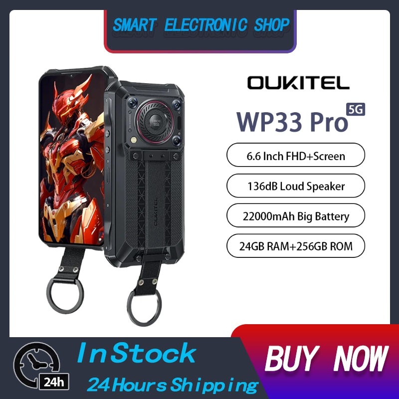 Oukitel WP33 Pro 5G Rugged Smartphone Android 13 22000mAh Mobile Phone 24GB+256GB 6.6" FHD+ 64MP 33W Fast Charge Cell Phone NFC ราคา 10,900 บาท*ส่งฟรี
