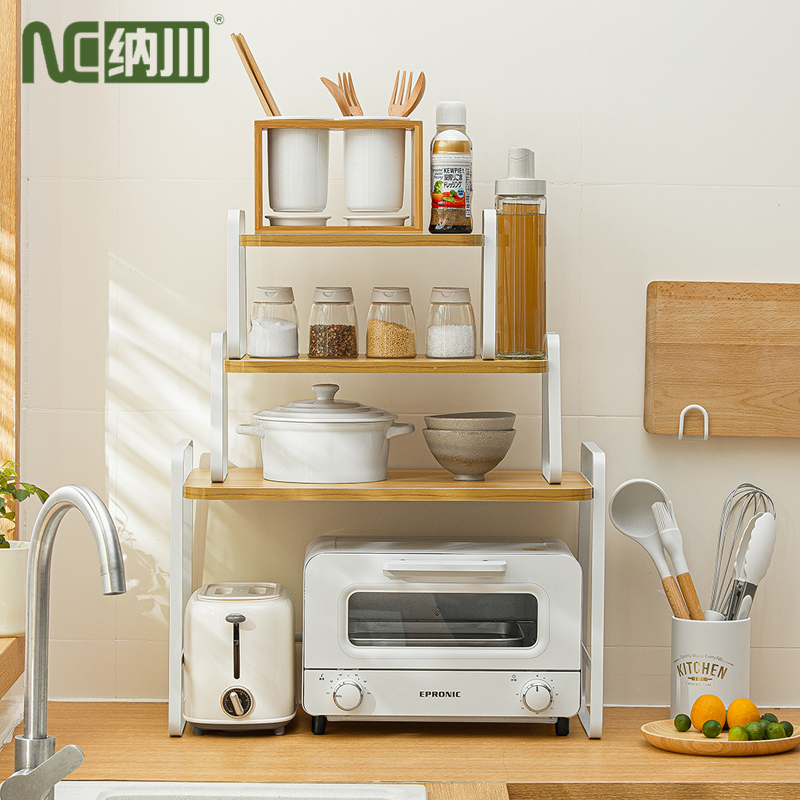 NaChuan ชั้นวางของในครัว เครื่องครัว ชั้นวางไม้ ชั้นวางของในครัวมินิมอล ตู้เก็บของในครัว ชั้นวางเครื่องปรุงในครัว ราคา 250 บาท*ส่งฟรี