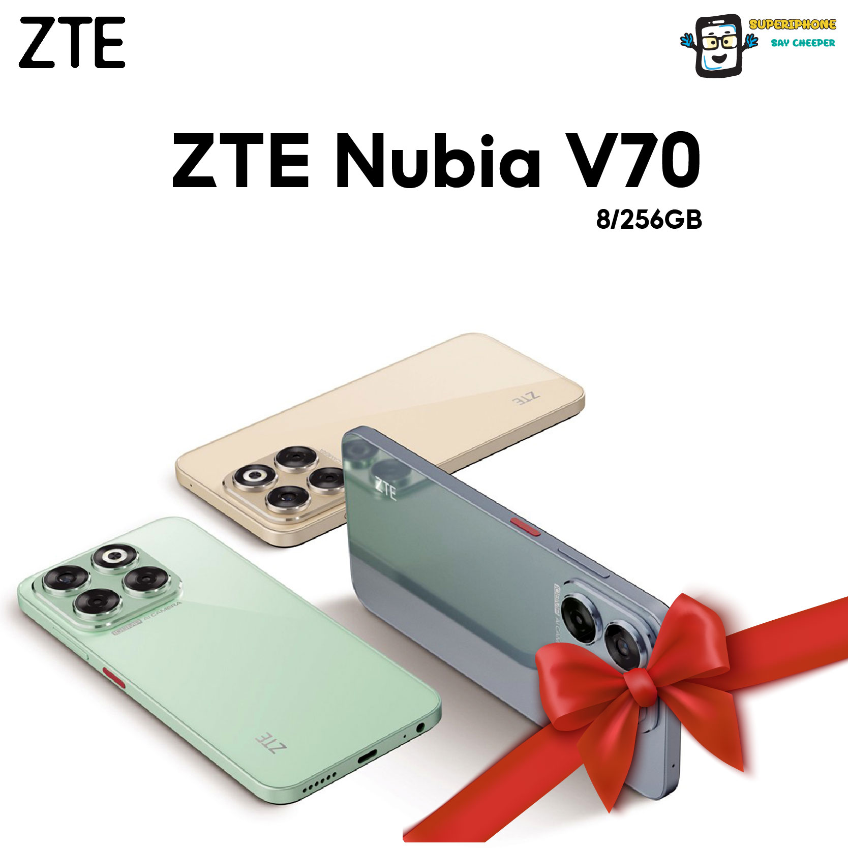 ZTE Nubia V70 (8+256GB) จอ 6.7 นิ้ว แบตเตอรี่อึด ชาร์จเร็ว กล้องหลัง 108MP ราคา 4,509 บาท*ส่งฟรี