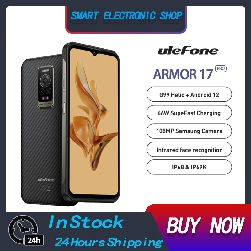 Ulefone Armor 17 Proสมาร์ทโฟนที่ทนทานAndroid 6.58 นิ้วHelio G99 8GB + 256GB 108MPโทรศัพท์มือถือโทรศัพท์night Vision 66W 5380MAh NFC ราคา 9,400 บาท*ส่งฟรี