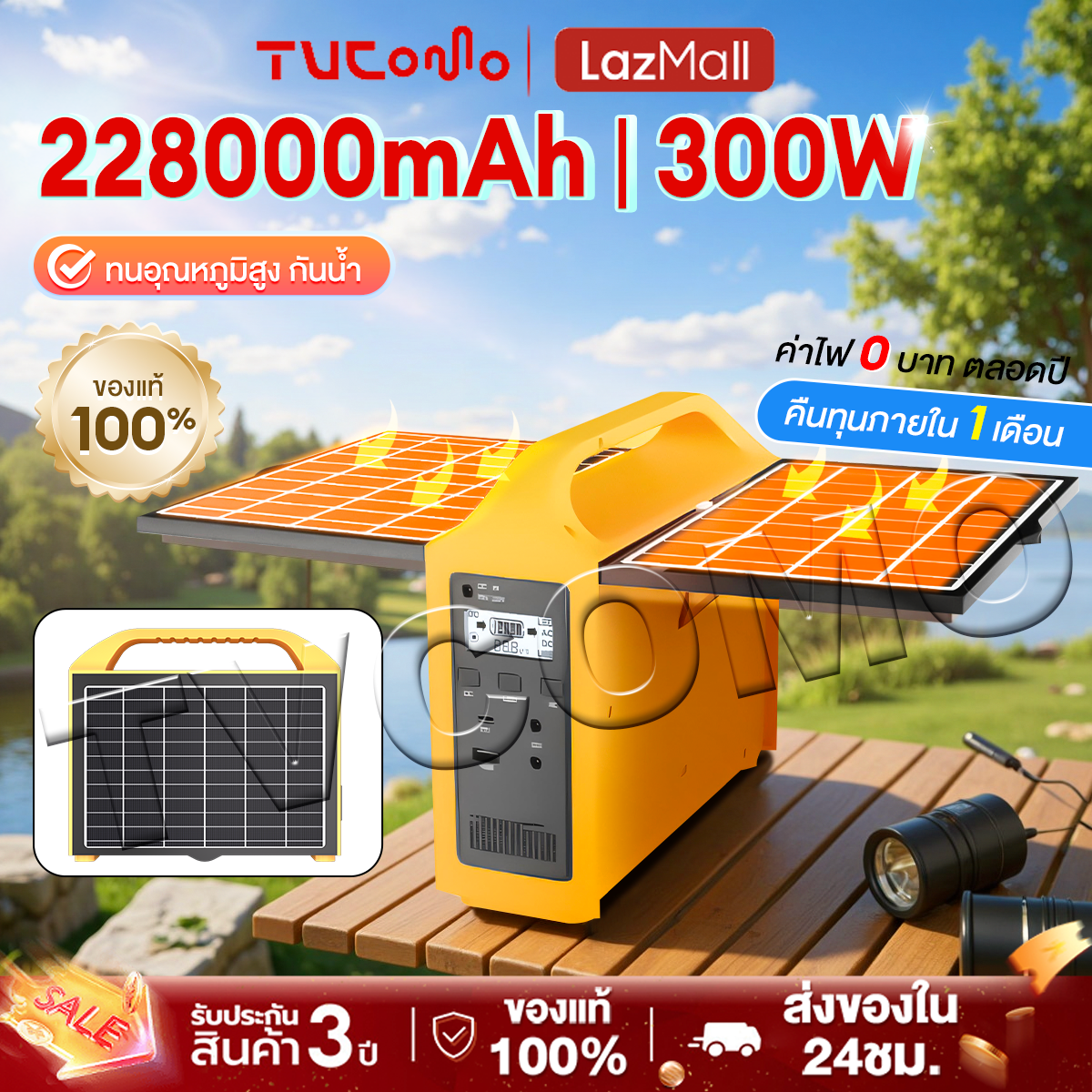 Power Box 300W Solar Panel 228000Mah Outdoor Power Supply Generator Camping Portable Power Supply Outdoor Emergency 100% Genuine, 10 Year Warranty ราคา 2,499 บาท*ส่งฟรี