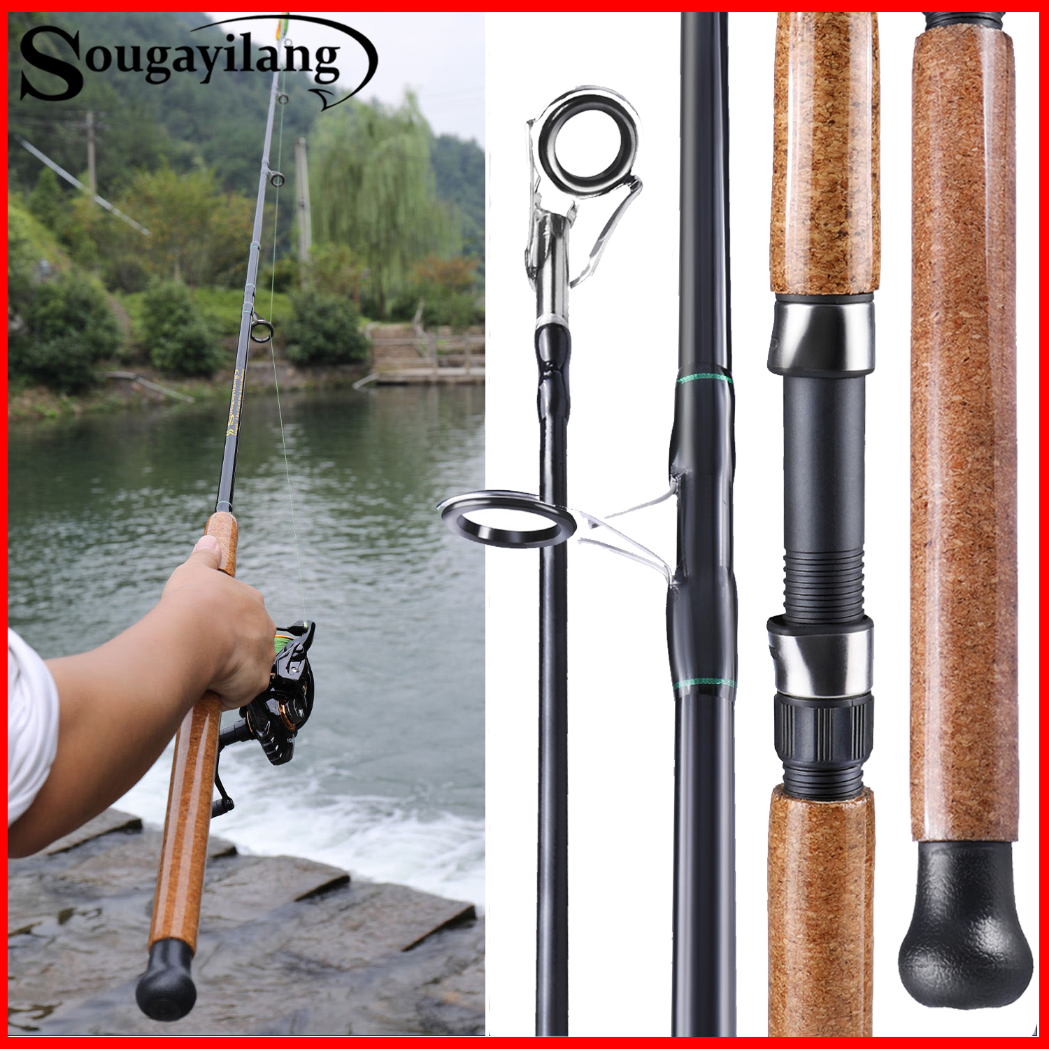 Sougayilang 1.8ม เหยื่อล่อสัตว์ คันเบ็ดตกปลาน้ำหนักเบามาก,คันเบ็ดตกปลาสปินนิ่งวัสดุเรซิน ราคา 310 บาท*ส่งฟรี