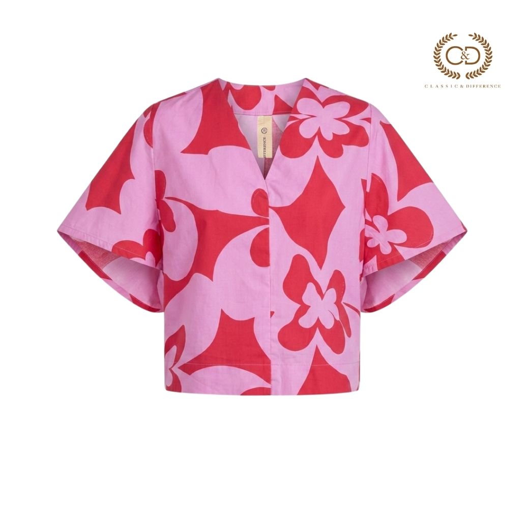 C&D Woman's Blouse Pink Magnolia, Women's Shirt, V-Neck, Wrap Sleeves, Pink, Cc7Upi ราคา 1,990 บาท*ส่งฟรี