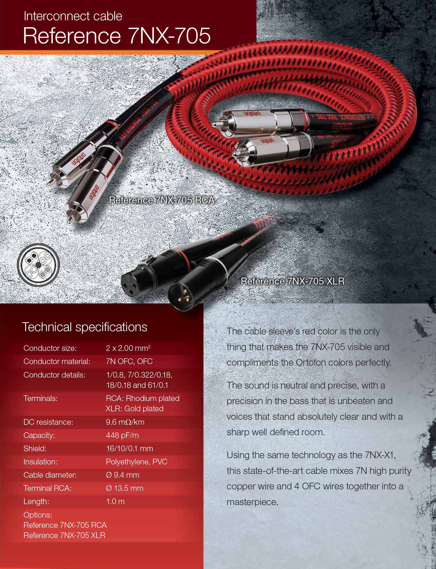 オルトフォンREFERENCE 7N-705 1m XLR オルトフォンREFERENCE 7N-705 1m XLR Ortofon 7NX-705 Reference XLR