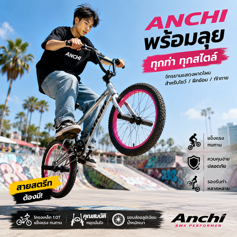 Anchi Bmx Bicycle, 20 Inch, Carbon, Strong, Light, Beautiful Design, for Street and Performance. ราคา 2,018 บาท*ส่งฟรี