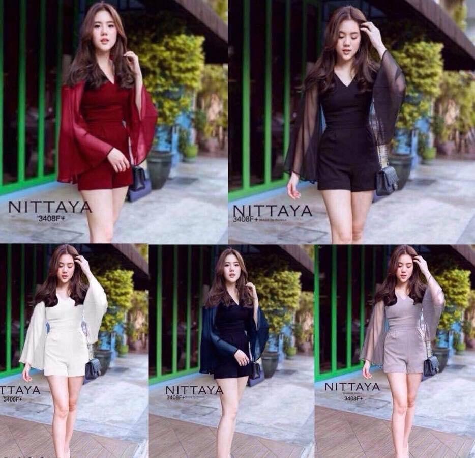 maya-fashion เสื้อผ้าแฟชั่น งานจั้มสูทขาสั้น สีขาว ดำ กรม แดงเลือดหมู เทา พร้อมส่ง