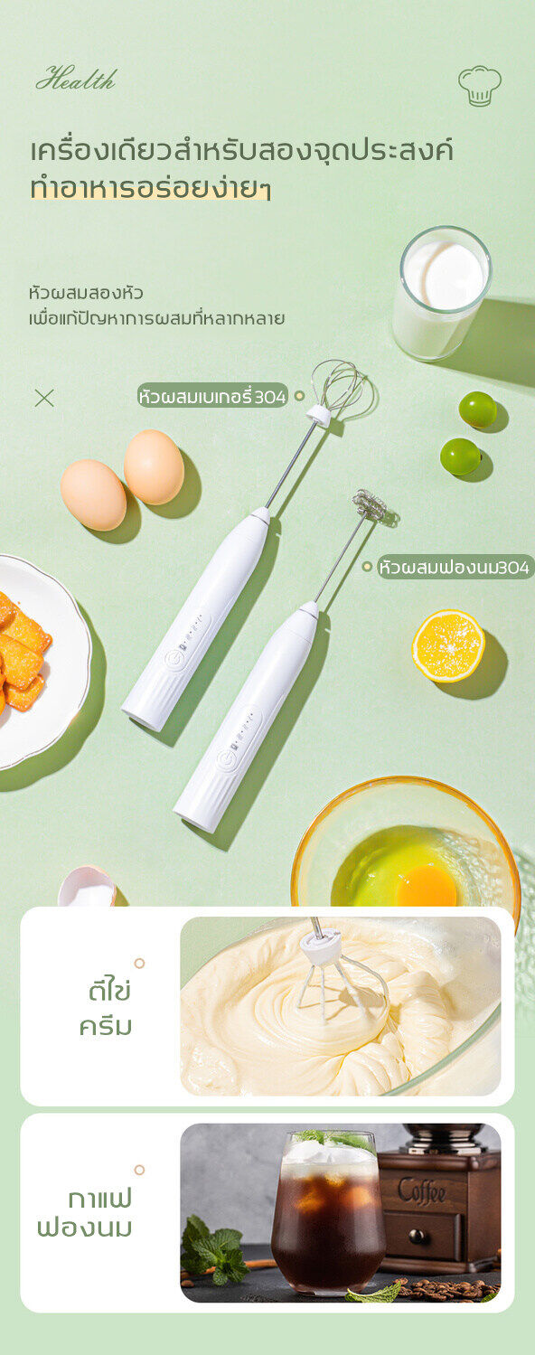 มุมมองเพิ่มเติมของสินค้า WHISK เครื่องตีฟอง สาย USB ปรับ 3 เกียร์ ใช้ได้ไม่จำกัด พกพาสะดวก (เครื่องตีฟองนม เครื่องตีฟองนมไร้สาย เครื่องตีฟองนมไฟฟ้า ที่ตีฟองนม เครื่องตีไข่ เครื่องตีฟองกาแฟ) Milk froth