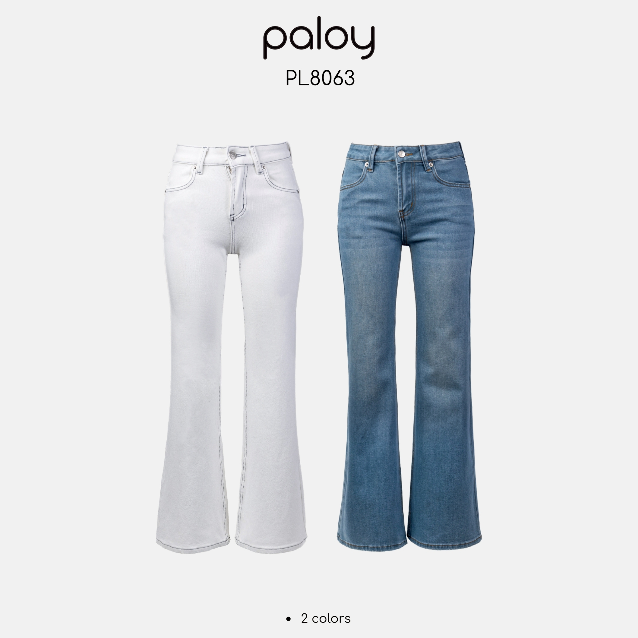 Paloy - Pl8063 Wide Leg Jeans, Low Waist, Stretchy Fabric, Comfortable to Wear. ราคา 990 บาท*ส่งฟรี