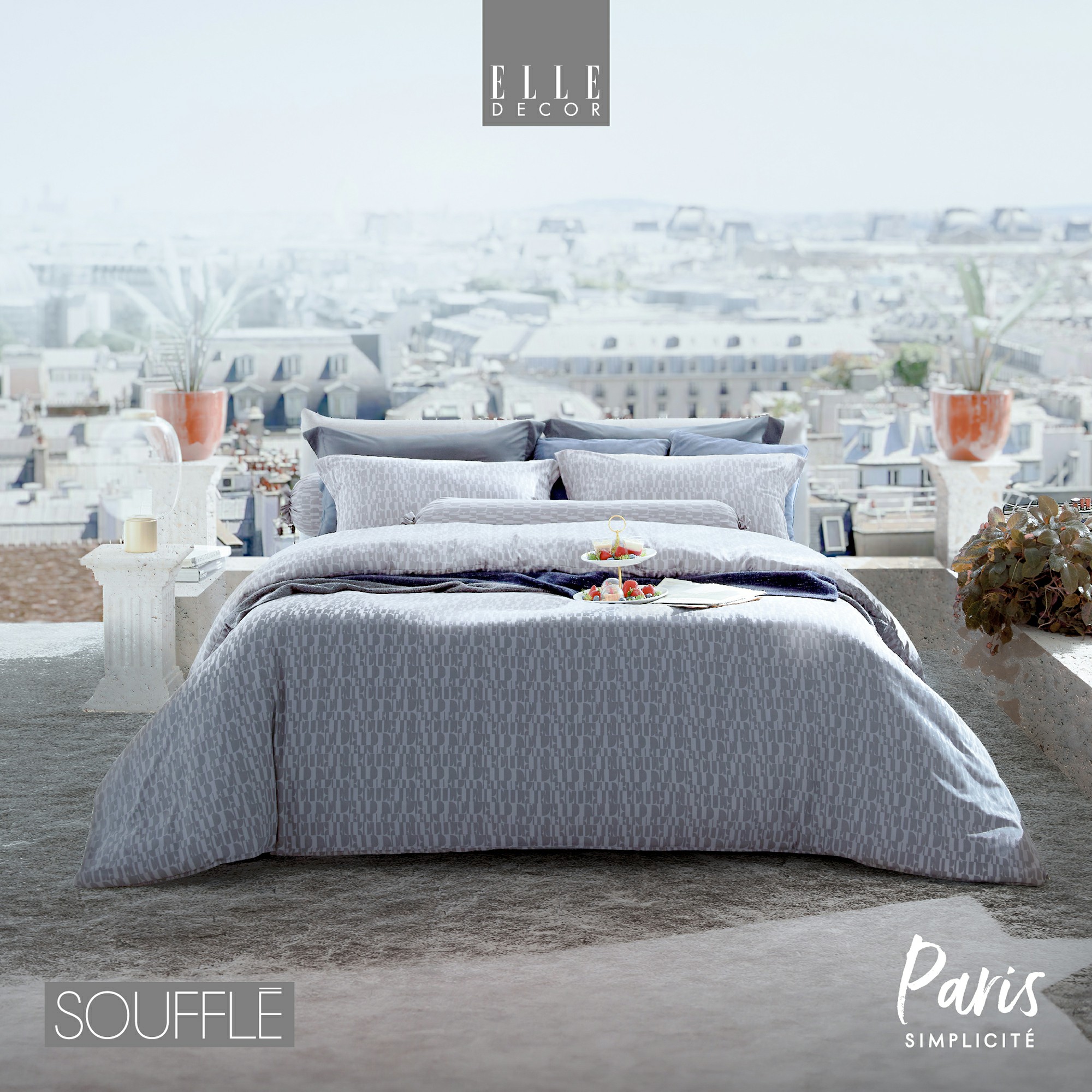 ELLE Decor ชุดผ้าปู รุ่น PARIS SIMPLICITE สัมผัสนุ่มลื่น เรียบเนียน ด้วยผ้าถนอมผิวทอ 990 เส้น/ตร.ซม. ส่งฟรี ราคา 3,798 บาท*ส่งฟรี