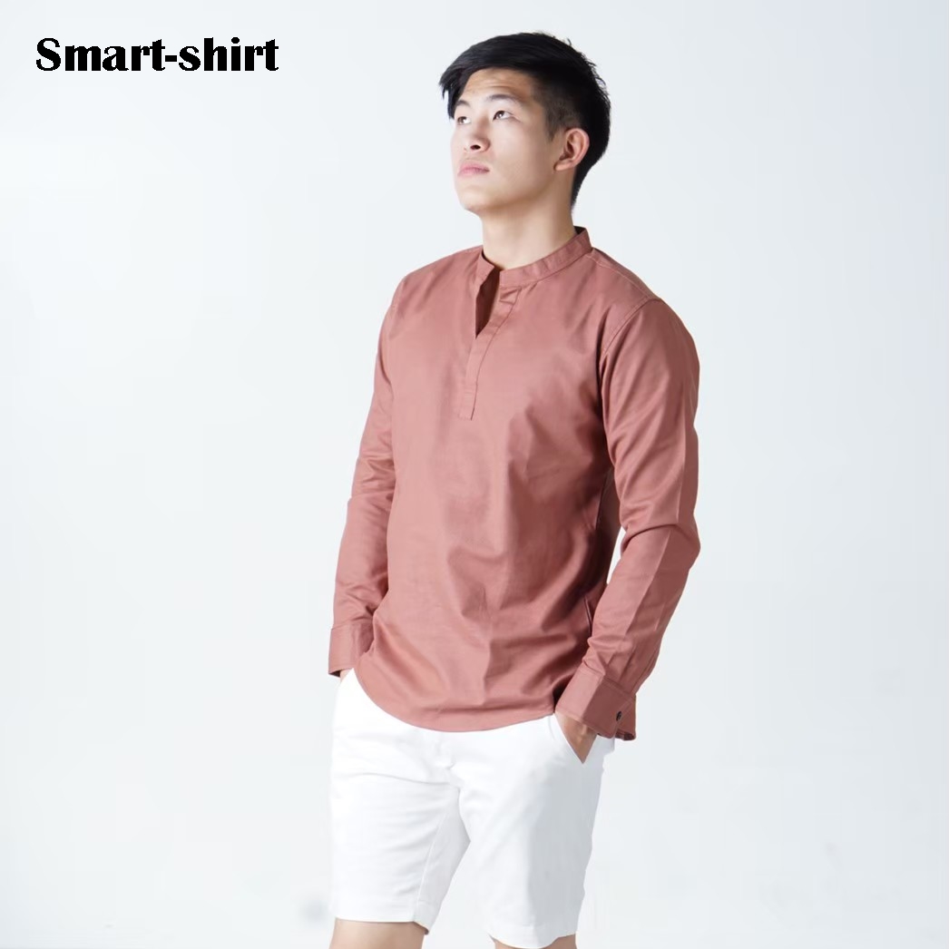 เสื้อเชิ้ต Smart Shirt แบบผ่า คอจีน แขนยาว หลากสี