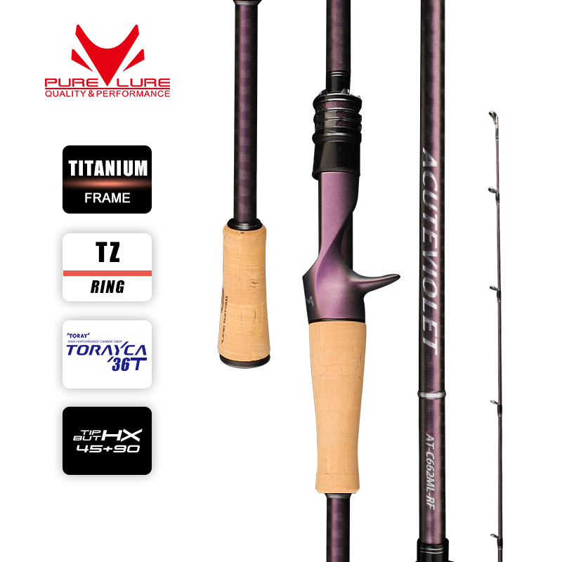 PURELURE ACUTEVIOLET Regular Fast Action Rod TZ Ring TITANIUM FRAME 6FT Spinning and Casting Bass Pike Catfish Rod Trouts Perch ราคา 3,000 บาท*ส่งฟรี