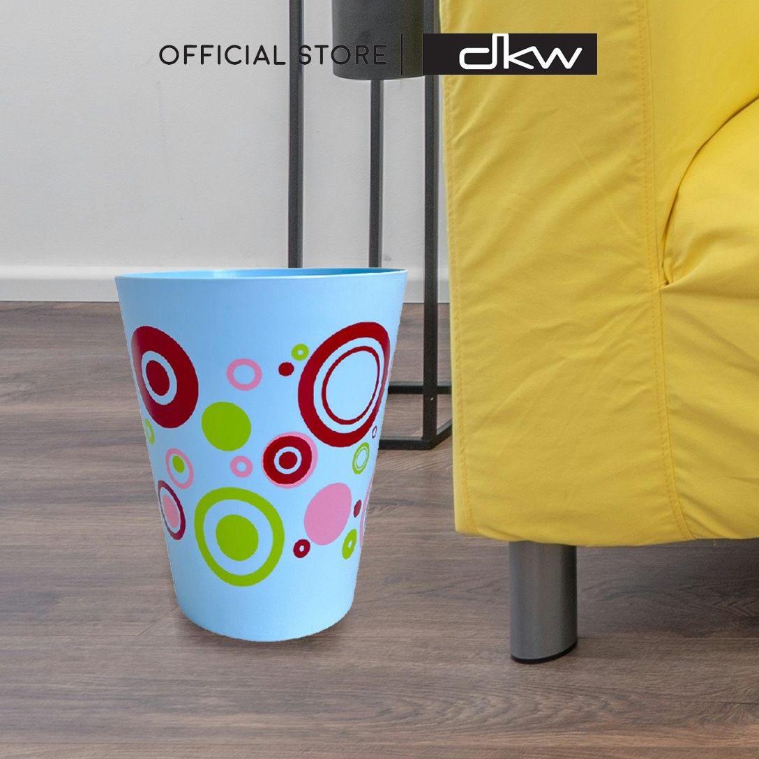 DKW HH-204PR ถังขยะกลม-ลายลูกโป่งน่ารักๆ ไม่มีฝา 9 ลิตร ถังขยะอึด สวย ทน Plastic Trash Bin 9L. ราคา 125 บาท*ส่งฟรี
