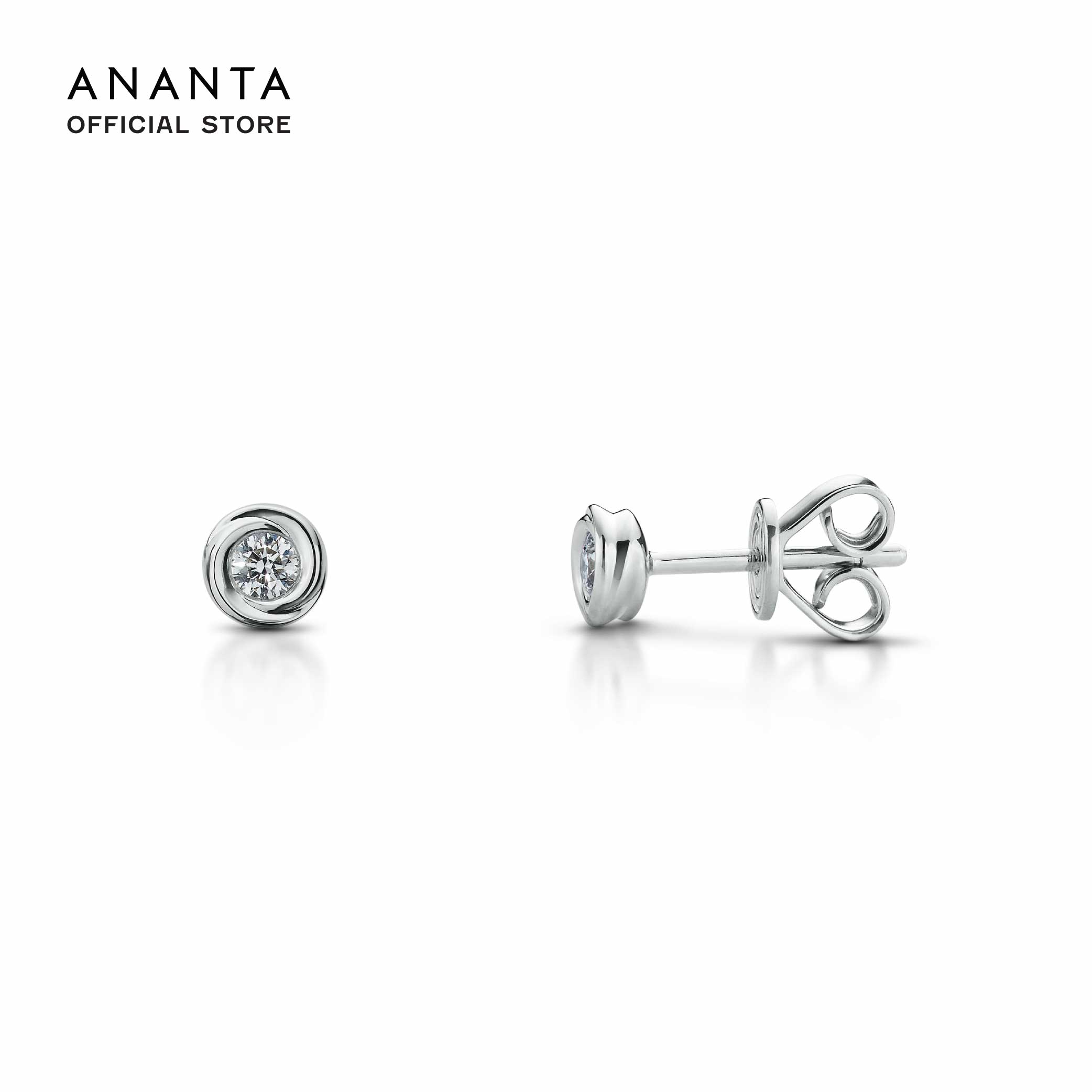 ANANTA Timeless Stud Earrings, Ethereal Curve Small, Earrings Embedded with Natural Diamonds, 10K White Gold ราคา 25,800 บาท*ส่งฟรี
