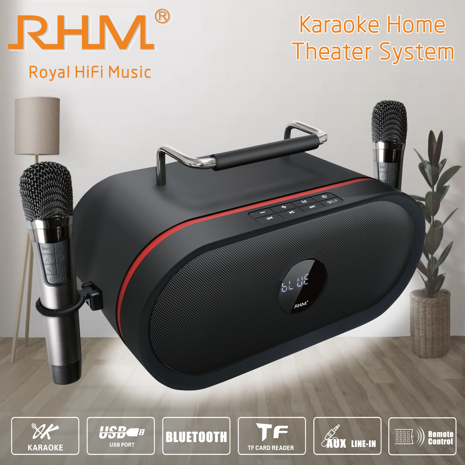 Genuine Bluetooth speaker, wireless and Bluetooth speaker, karaoke speaker portable mobile phone karaoke speaker karaoke speaker RHM genuine wattage (30 W/RMS) S-6 model ราคา 8,990 บาท*ส่งฟรี