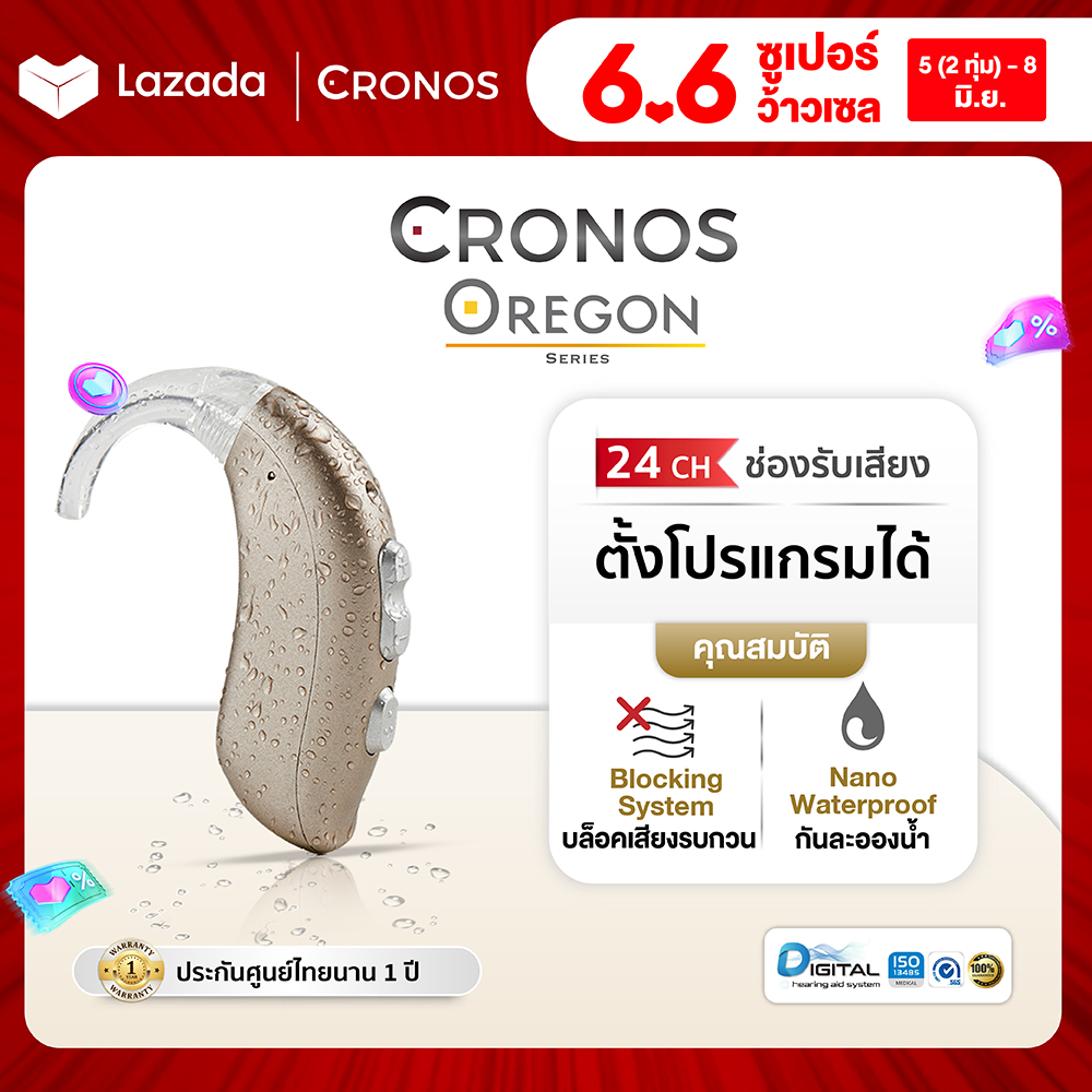 CRONOS OREGON เครื่องช่วยฟัง ดิจิตอล 24Channel คัดแยกเสียง รุ่นตั้งค่าด้วยโปรแกรมด้วยคอมพิวเตอร์ ราคา 26,900 บาท*ส่งฟรี