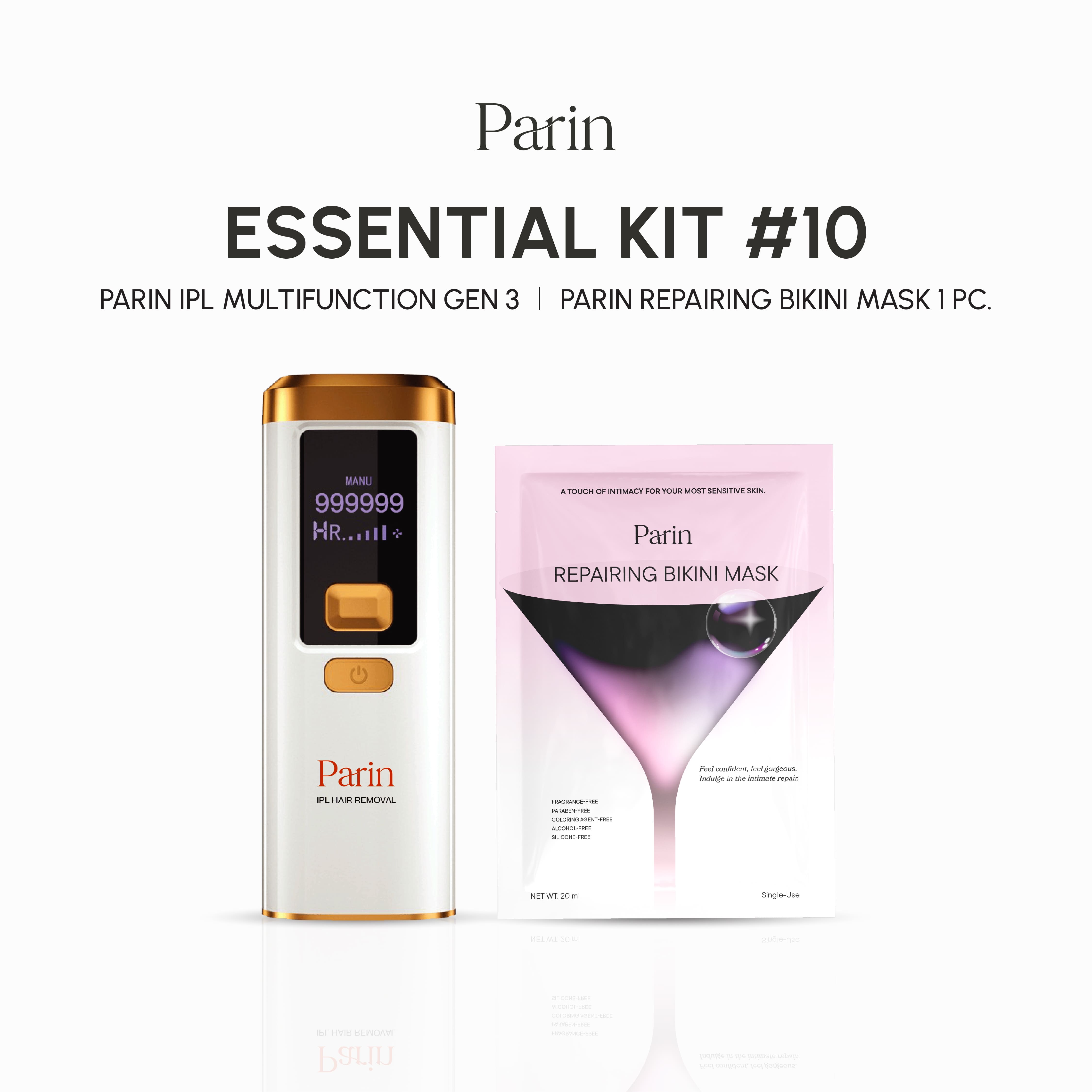 Parin Essential Kit # 10 Pairs of Duo Intimate Care Products Ipl Gen 3 & Bikini Mask, Sister Mask, Reduces Chicken Skin Bumps, Delays Hair Growth. ราคา 3,090 บาท*ส่งฟรี