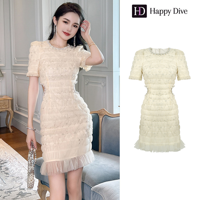 Happy Diva เดรสผู้หญิง เดรสสีครีม เดรสตาข่าย เดรสแขนสั้น เดรสทำงาน เดรสไฮโซ เดรสออกงาน เดรสไปงานแต่ง เดรสเซ็กซี่ เดรสฝรั่งเศส 40141 ราคา 1,799 บาท*ส่งฟรี
