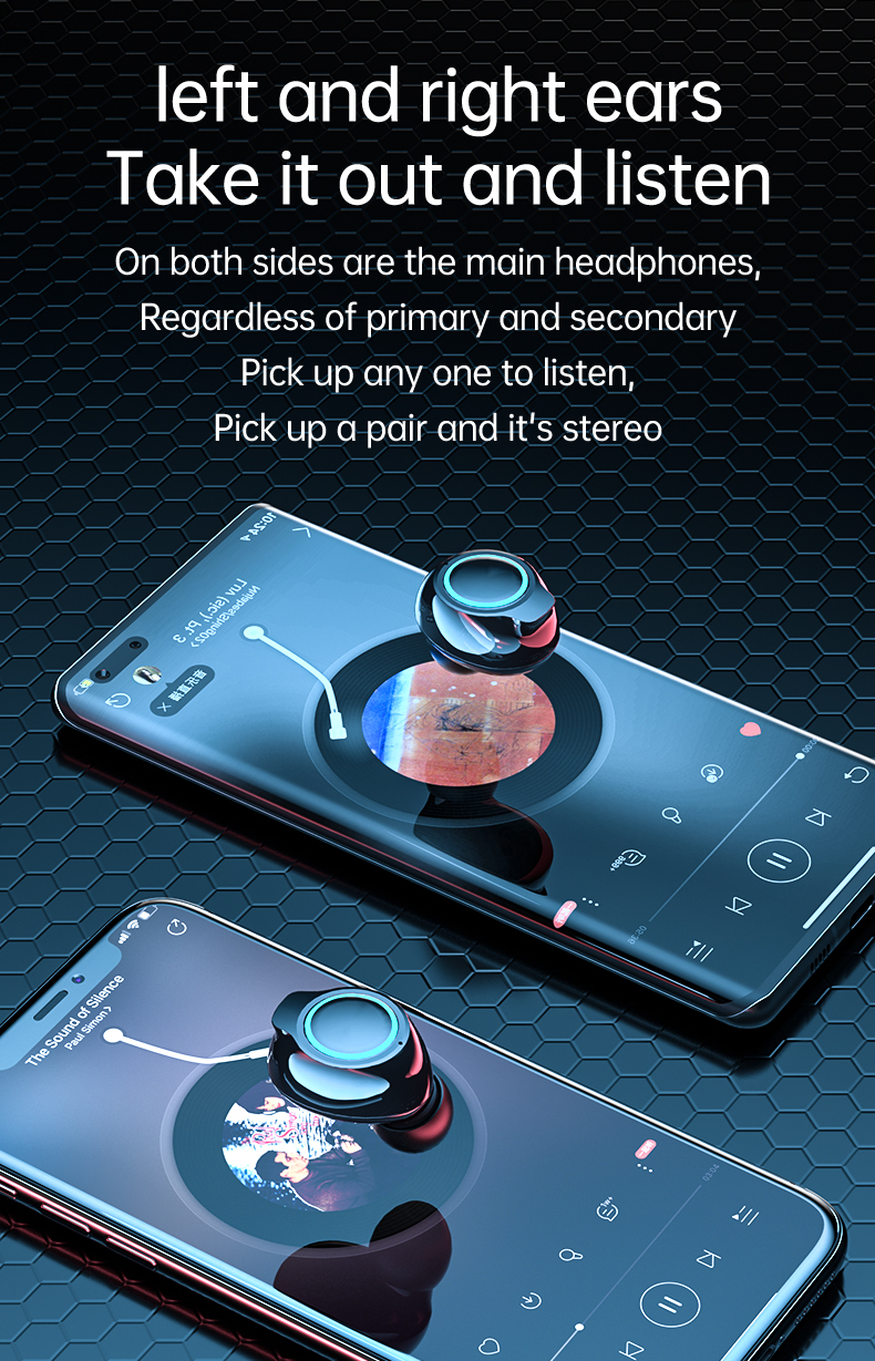 ภาพประกอบของ หูฟัง TWS ชุดหูฟังไร้สาย Smart Touch V5.1 หูฟังบลูทูธ เสียงไฮไฟ 9D สเตอริโอเบส CVC8.0 ลดเสียงรบกวน ชุดหูฟังสำหรับเล่นเกมพร้อมไมโครโฟน หูฟังบลูทูธแบบอินเอียร์แบบสปอร์ต จอแสดงผล LED ดิจิตอล หูฟังเอียร์บัดกันน้ำ IPX7 พร้อมไมโครโฟน TWS Earphone Smart Touch Wi