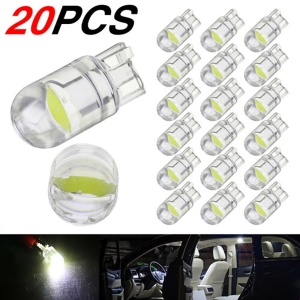 สินค้า 20pcs LED Tail Light Bulbs T10 W5W 168 194 COB Dome Lamp 6000K White Car Interior Lights