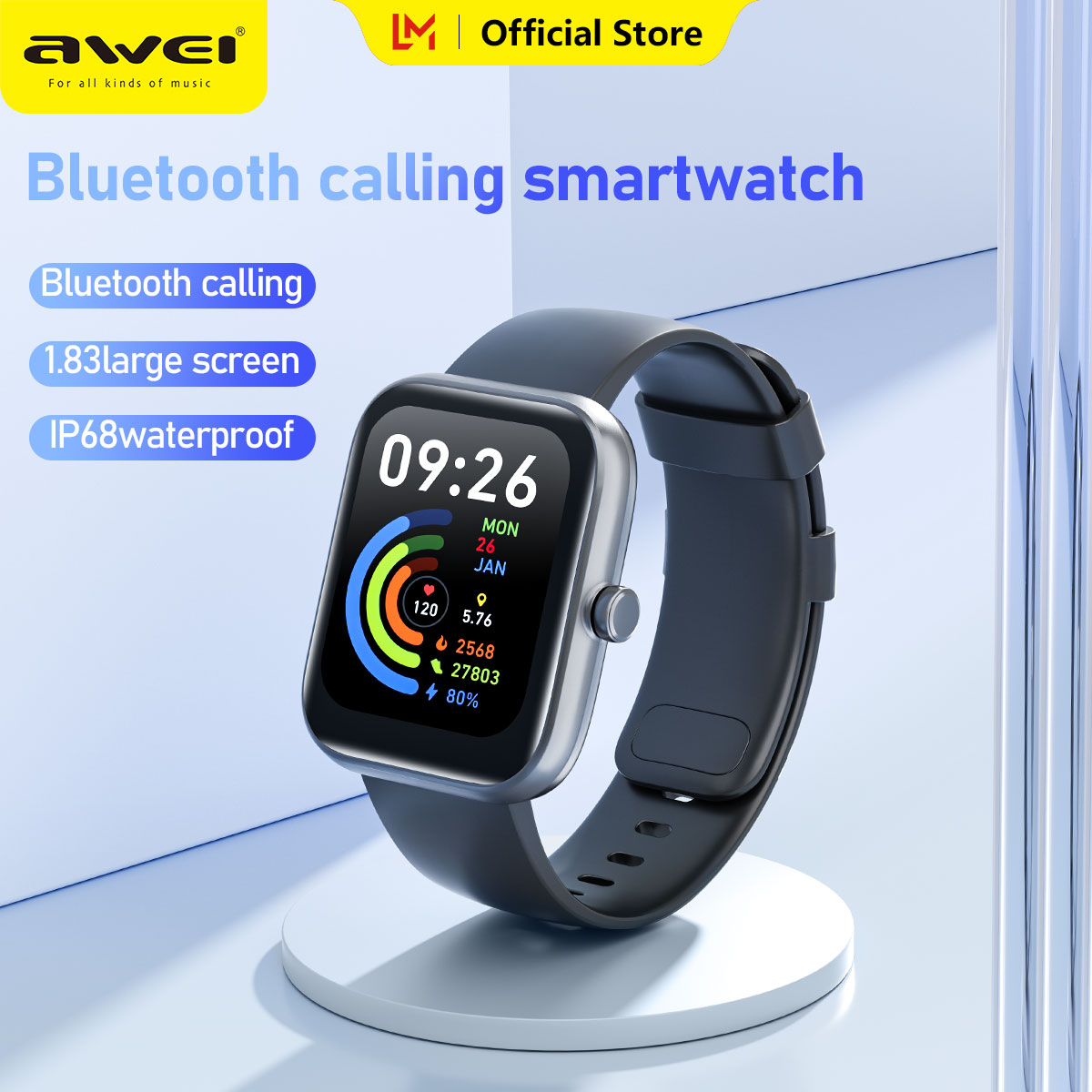 Awei Multi-sport modes Smart watch IP68 waterproof rate supported Alexa smartwatchs for men women ราคา 1,122 บาท*ส่งฟรี