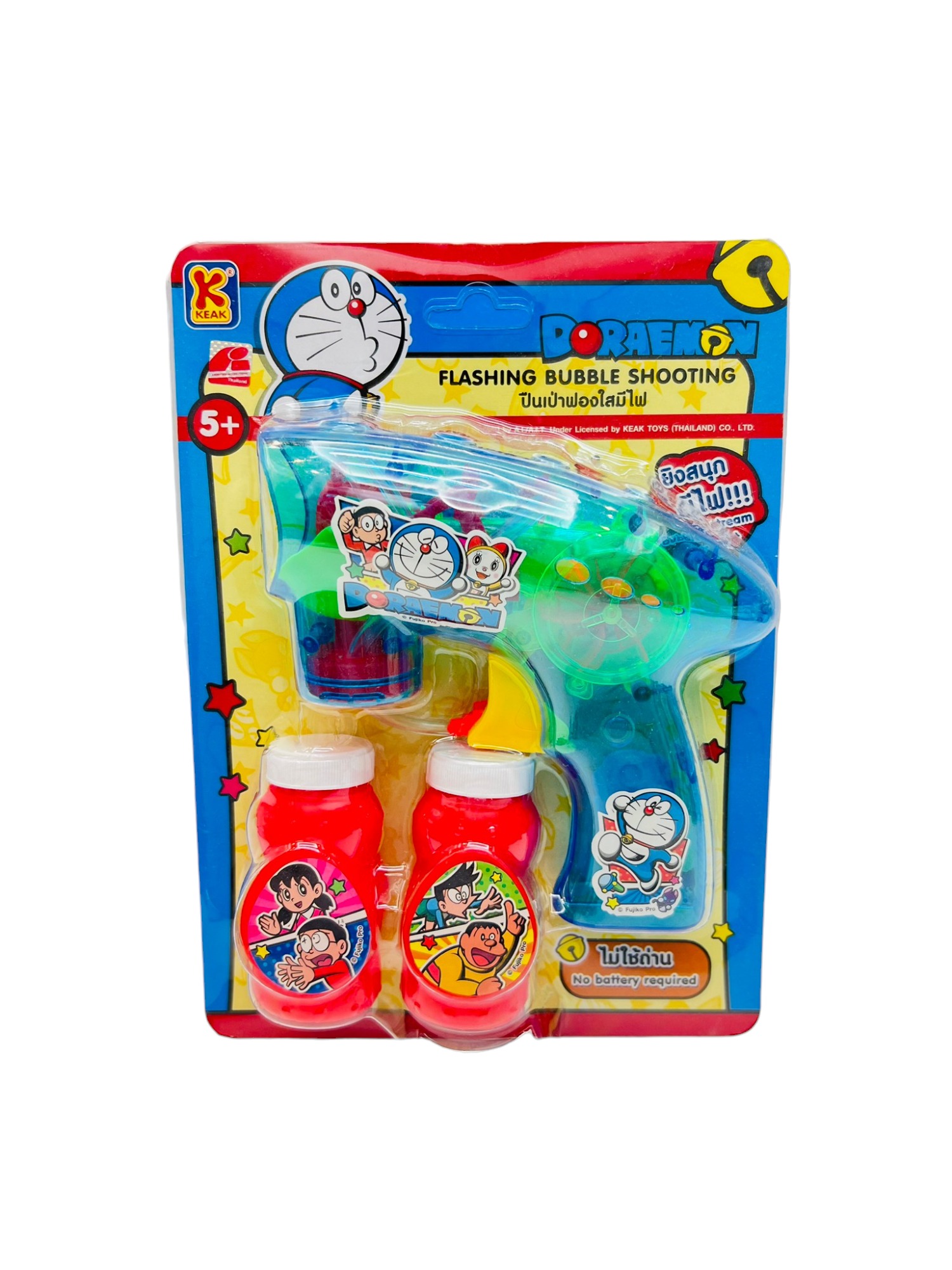 ปืนเป่าฟองใสมีไฟ Doraemon ไม่ใช้ถ่าน ( ลิขสิทธิ์แท้ ) ราคา 102 บาท*ส่งฟรี
