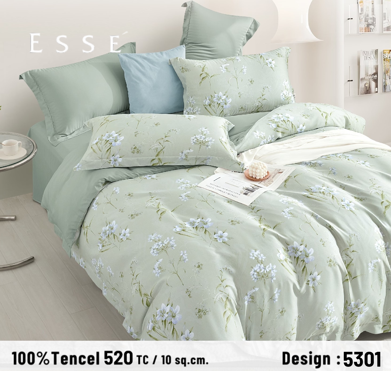 Esse' ชุดเครื่องนอน 3 ชิ้น 6 ฟุต 100% เทนเซล 520 เส้นด้าย ราคา 4,995 บาท*ส่งฟรี