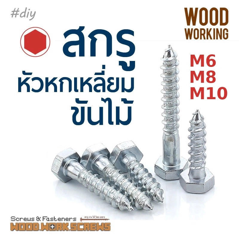 ภาพหน้าปกสินค้าน้อตหัวหกเหลี่ยมขันไม้ M6-M8-M10 สกรูเกลียวปล่อยงานไม้ ปลายแหลม สกรูหัวบล็อคยิงไม้ Hex Head Lag Screw 4 ตัวต่อถุง จากร้าน WoodScrews บน Lazada